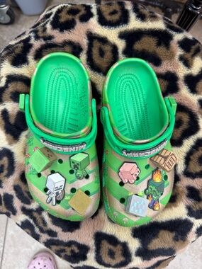 CROCS Kids Green Minecraft Clog Sandals with Character Charms